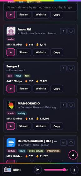 World Radio on iPhone — the live player